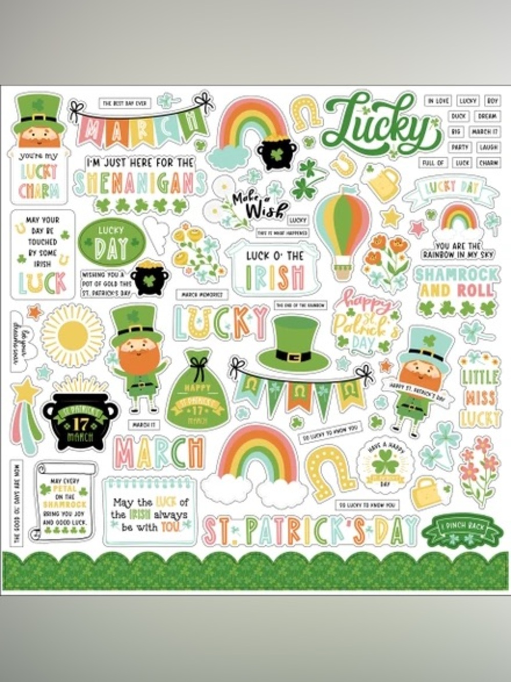 🌈Echo Park Happy St. Patrick's Day Sticker Sheet 🇮🇪☘️